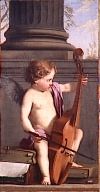 Putto jouant de la basse de viole, Laurent de la Hyre (1606-1656), huile sur toile, Dijon, musée Magnin, © RMN.